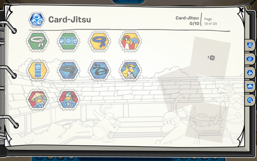 An empty Card Jitsu stamp page.